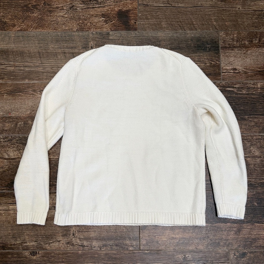 Talbots Cream Cable-Front Crewneck Sweater - Picture 2 of 3